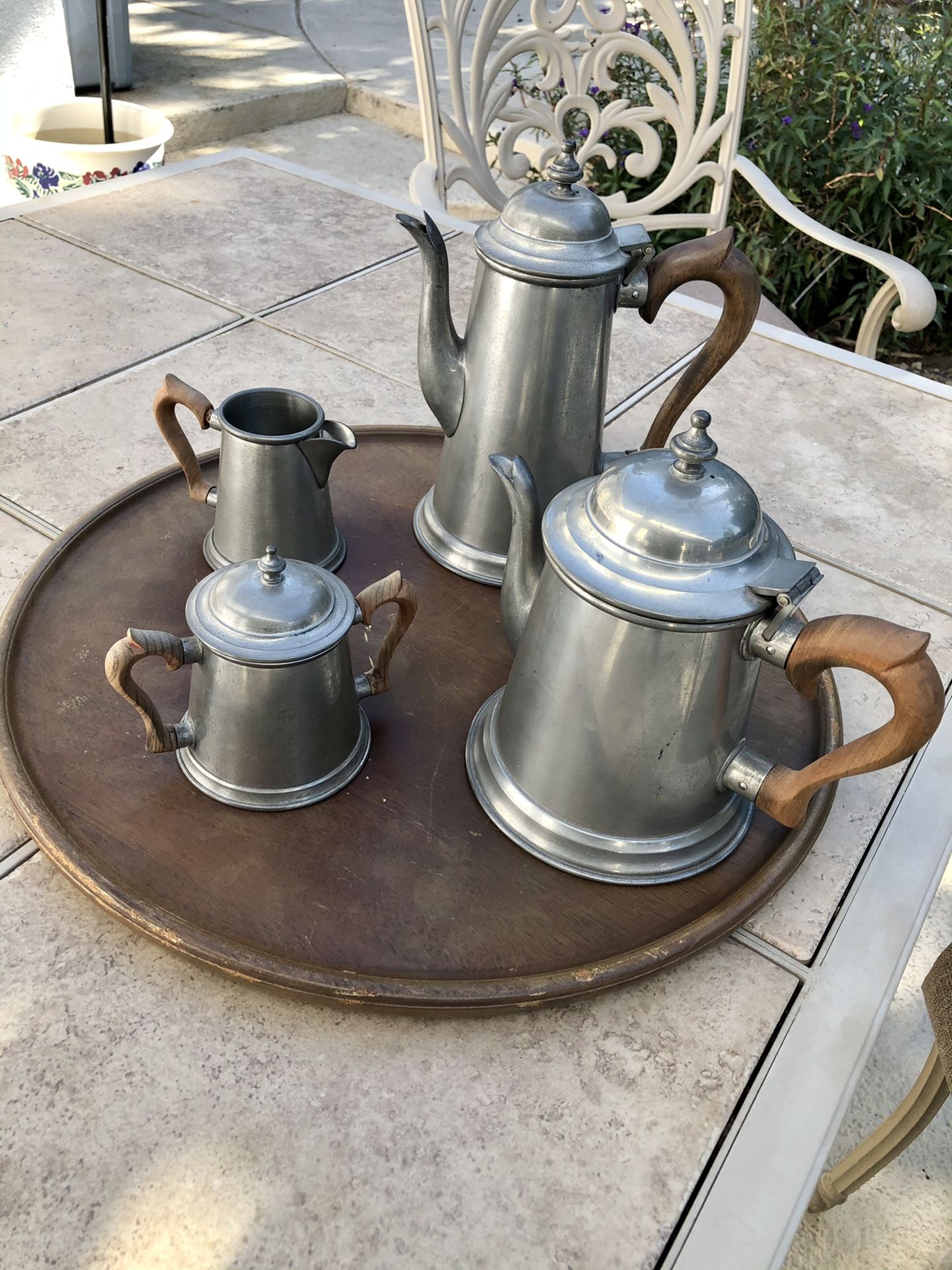 Antique Stieff pewter tea