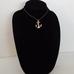 Choker 1/20 12k GF Necklace Anchor Summer Beach Sea Theme Pendant Gold Tone