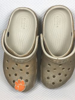 Crocs Shoes Kids Size C13 Gold Glitter Classic Clog Sandals Slip On Comfort