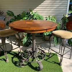 Tall Bar Table and two bar stool chairs
