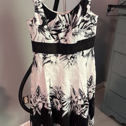 Size 4 White/Black Dress 