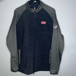 Johnnie-O Golf Whatley Mixed Media Jacket Mens XL Black Hoag Newport Beach USA