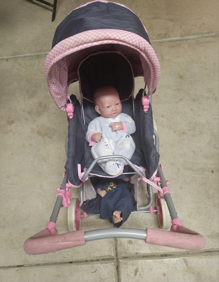 2 Baby Dolls With Stroller