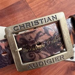 Unisex Christian Audigier Leather Studded Rhinestone Belt Style No. CA1046M Sz Small 