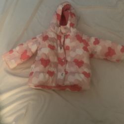 Girls 18 Month Puffer Jacket Carters Zip Up With Fleece Hood And Pockets
