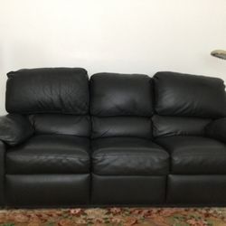 Black Leather Three Seat Recliner 