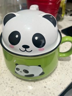 Two Green & White Kawaii Panda Soup / Noodle Bowl