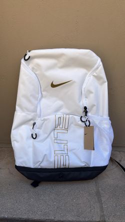 New Nike varsity elite backpack gym bag white black metallic gold 32L