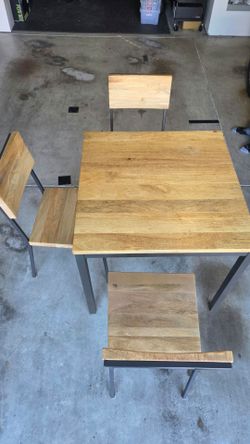 West Elm Industrial Square Dining Table + 3 Matching Chairs – Excellent Condition