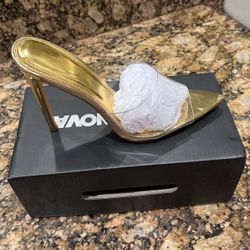 Gold Open Toe Heels