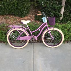 24” Huffy Nel Lusso Ladies/Girls Lavander Beach Cruiser 