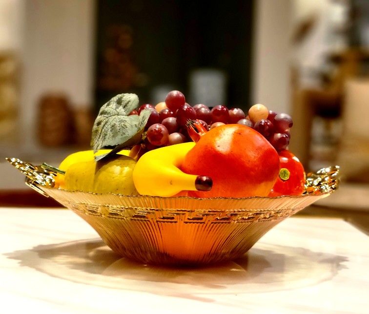 Elegant Fruit Stand With Gold Handle