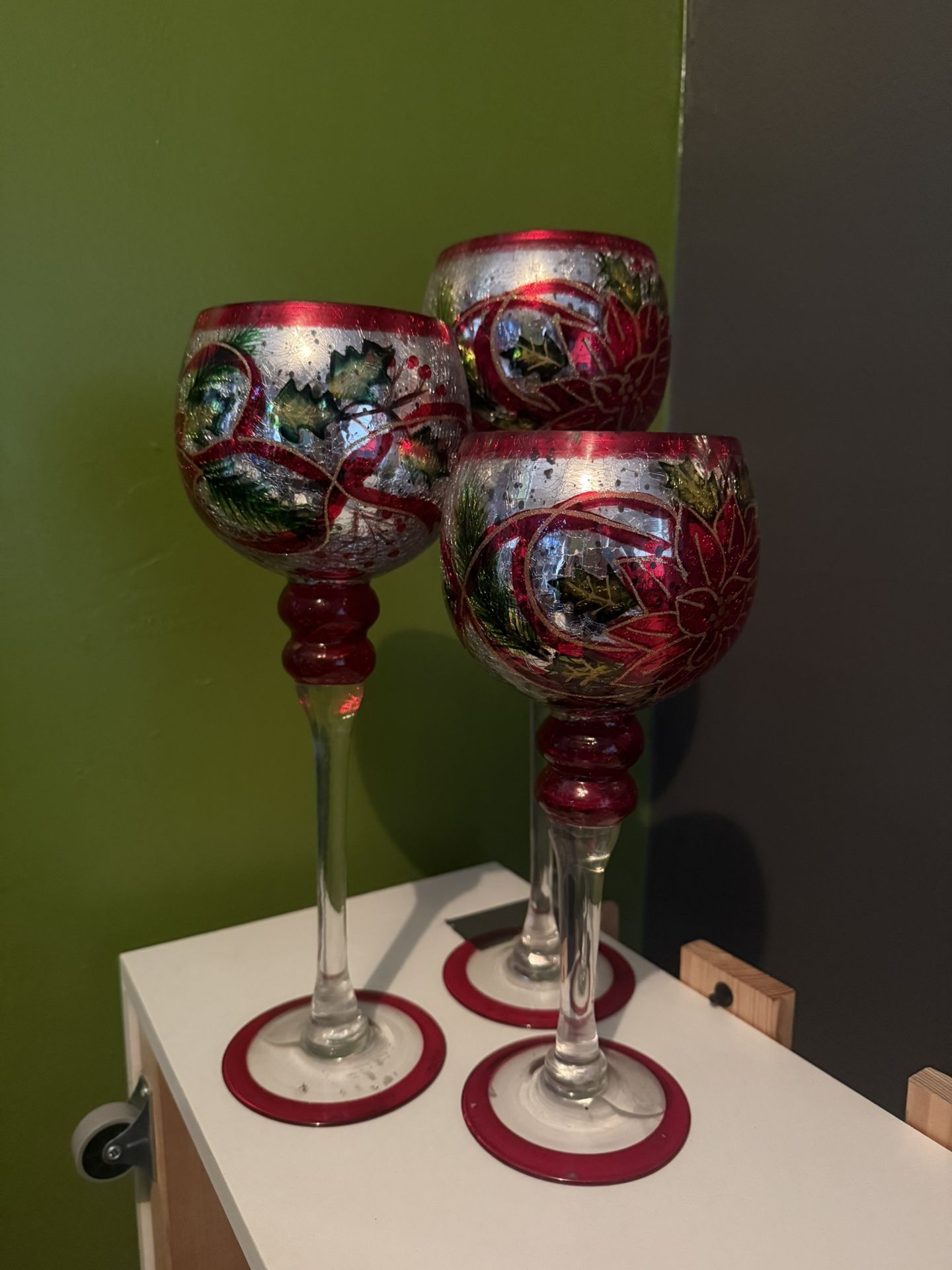 Glass Candle Holders Christmas Decor