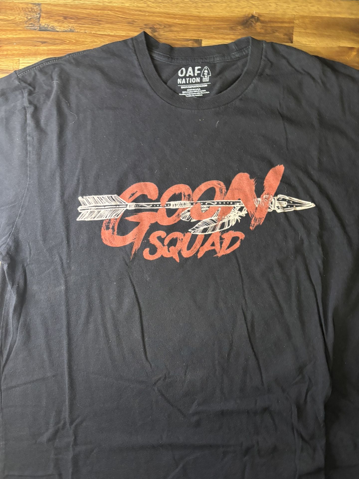 This Is A Black OAF Nation Goon Squad T-shirt Featuring An Arrow Size XL