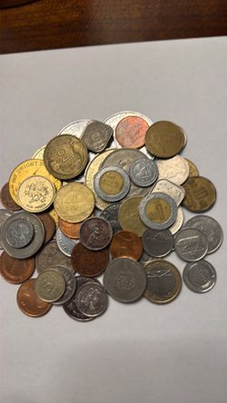50 assorted coins from around the world.
