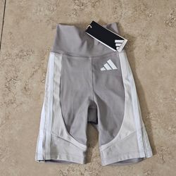 Adidas TE CB Bike 7 " Women's Beige White Training Tight Shorts Sz XS JD2465 New