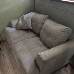 Soft Blue Suede Like Loveseat 