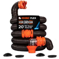 Brand New Camco RhinoFLEX 20ft RV Sewer Hose Kit - 23 Mils of Polyolefin, Black (39744)