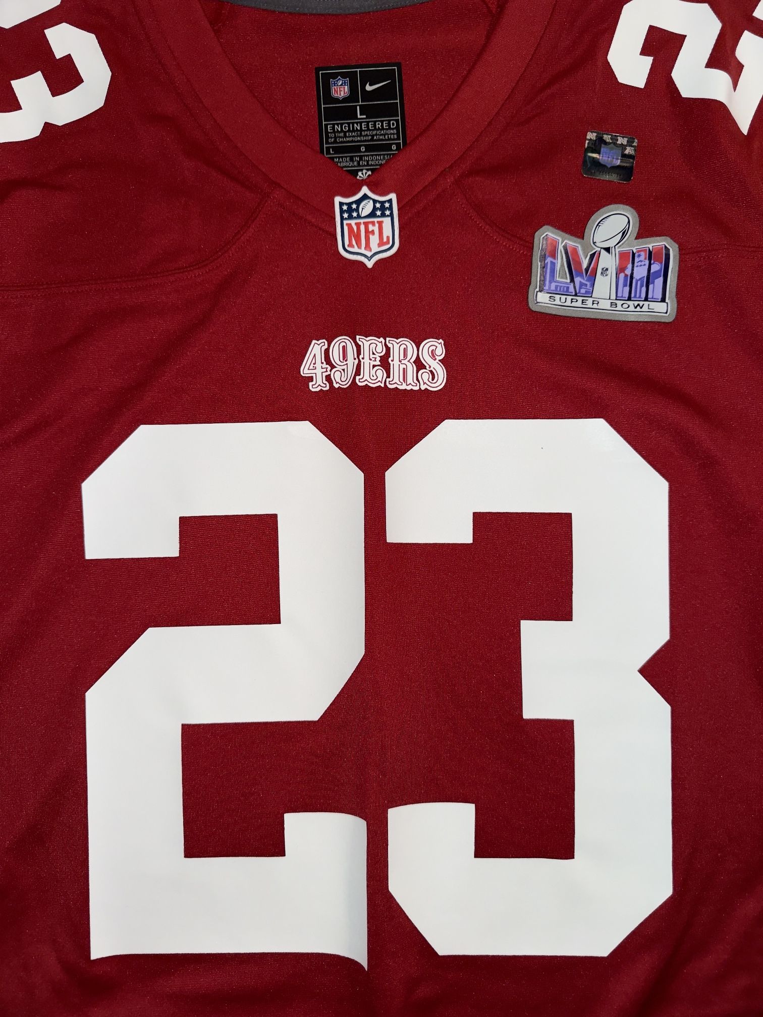 Nike NFL San Francisco 49ers Super Bowl LVIII Christian McCaffrey - Red Jersey
