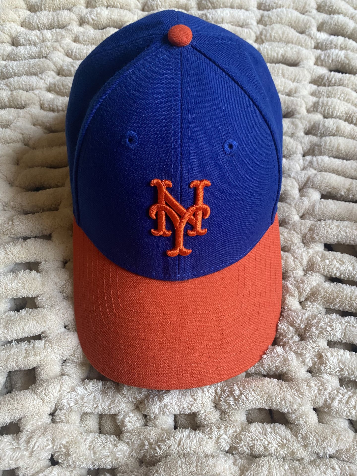 New York Mets Cap, New Era Adjustable Hat, Royal Blue Crown, Orange Brim