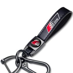 Genuine Leather Car Keychain Compatible with Audi S