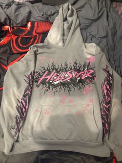 XL-Hellstar Gray Pink Graphic Hoodie