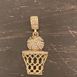 2” Gold Fashion Basketball Hoop Net Pendant Charm
