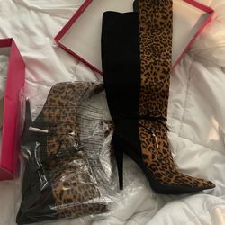 Knee High Leopard Boots