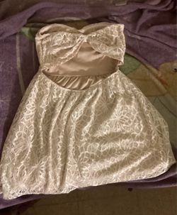 Strapless Lace Mini Dress with Cutout