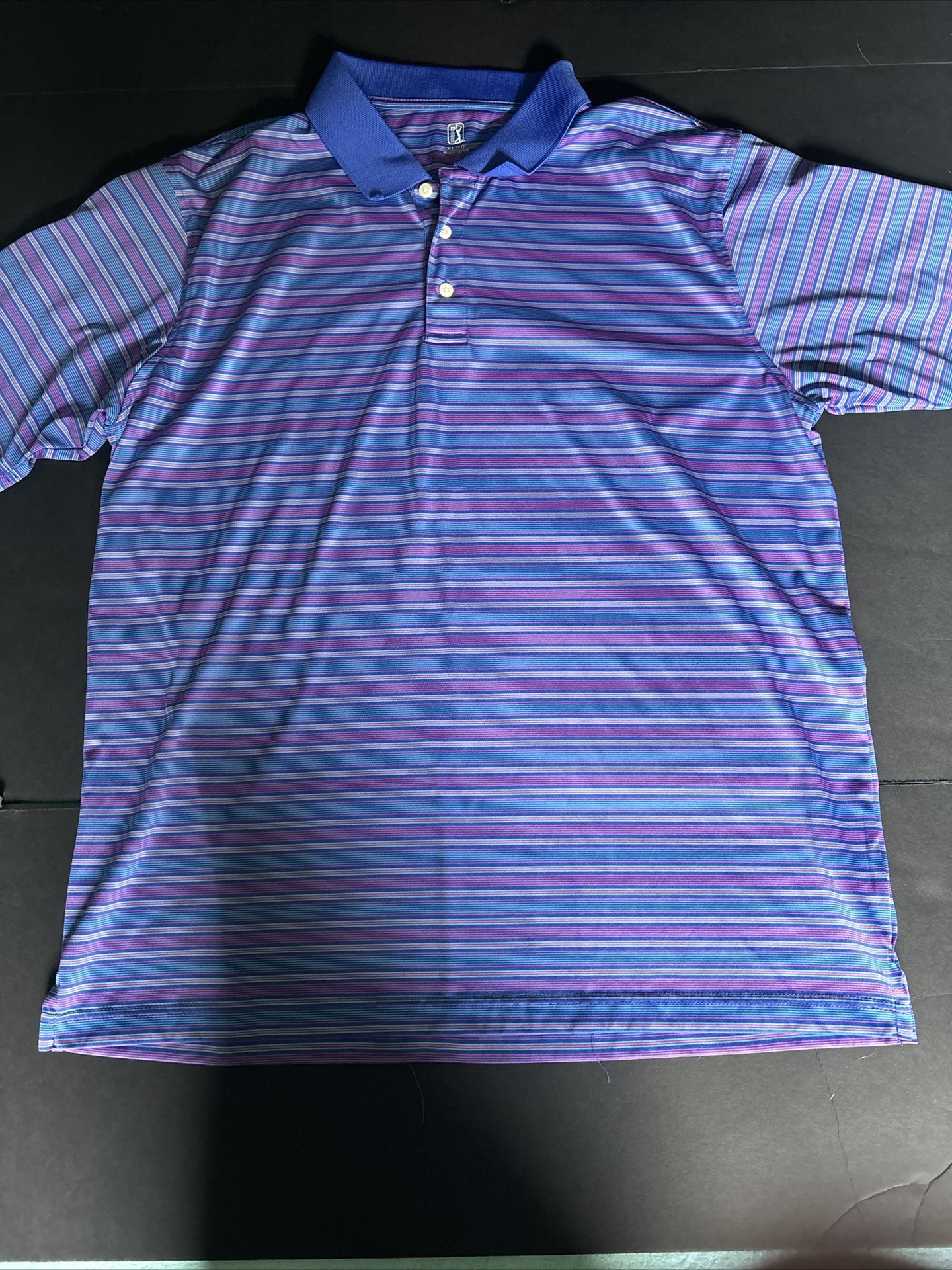 PGA Tour Pro Series Men's Golf Polo Shirt Short Sleeve Xl Purple And Blue