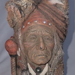 Native American Figurine Desk Plaque 6.5" Tall 3" Wide Heavy Made In Indonesia