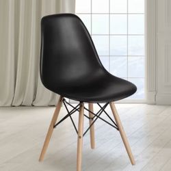 4 Jordan Side Chair - Mid-Century Modern Design with Black Molded Plastic and Cherry Wooden Legs