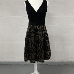 Evan-Picone Black And Gold Cocktail Dress 