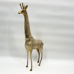 Vintage Brass Giraffe Statue 25” Tall 16” Wide