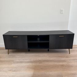 69” Modern TV Stand - Black Brown + Gold