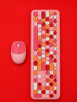Fashion Multi-Color Wireless Chocolate Keys Keyboard & Mouse Combo Set – New