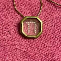 Vintage AVON Gold Tone Rhinestone Letter n Pendant Necklace ,New never been used 