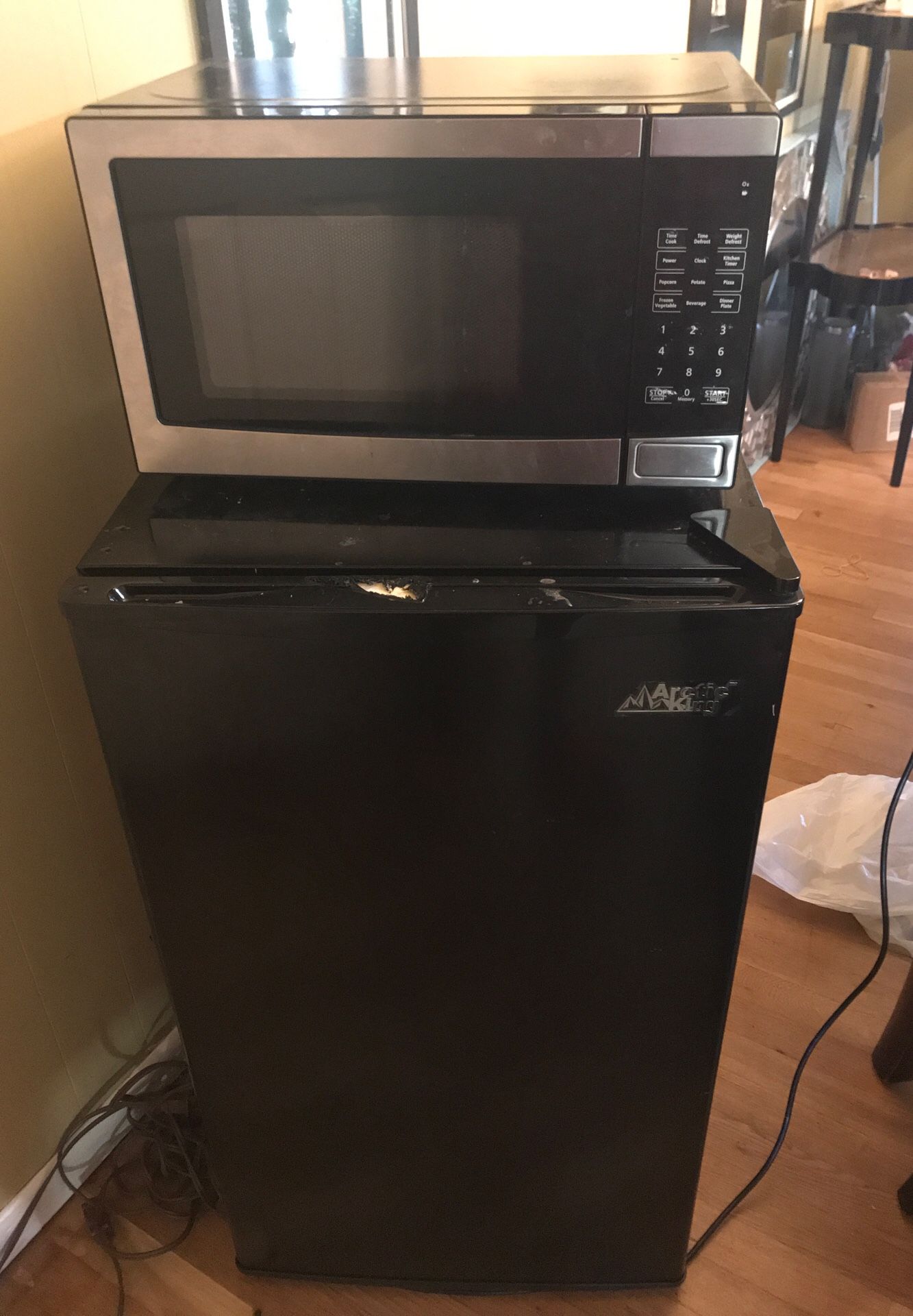 Mini fridge and microwave