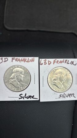 1963-D Franklin Silver Half Dollar Coins (2)