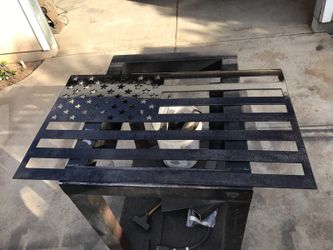 American flag cut out of steel