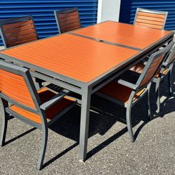 MODERN PATIO SET DINING TABLE AND 6 CHAIRS