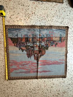 Woven Cityscape Wall Hanging Tapestry, Multicolor Horizontal Cities Scene