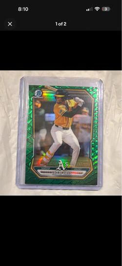 Topps 2025 Bowman Chrome Prospects Leo De Vries BCP-170 Green Reptilian /99 A's