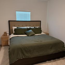 King Size Beautyrest Black Mattress + Storage Bed Frame (Like New)