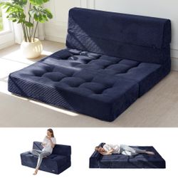 Brand New In The Box- MAXYOYO Folding Mattress, Convertible Sleeper Sofa Bed Lounger Foldable Mattress, Wedge Shape Floor Couch Tufted Fold Out Chair 