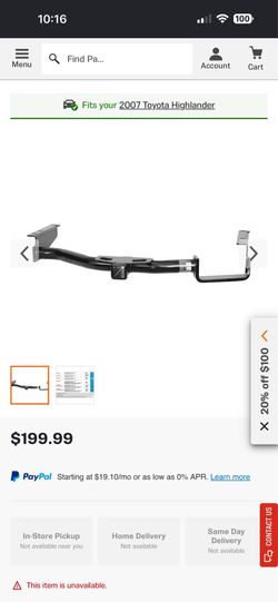 Reese trailer hitch Toyota Highlander 2007