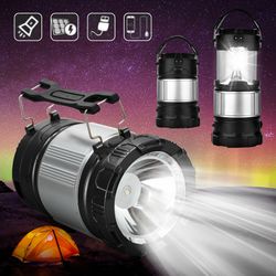 NEW Solar Power Rechargeable Battery LED Flashlight Camping Tent Light Lantern Lamp