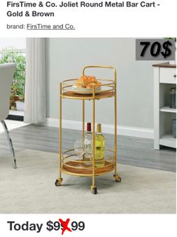 FirsTime & Co. Joliet Round Metal Bar Cart