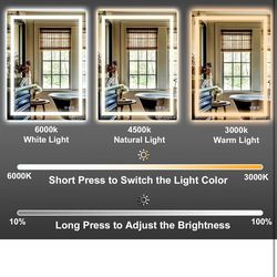 GLSLAND LED Bathroom Mirror - 24"x32" Anti-Fog Wall Mirrors with Memory Function