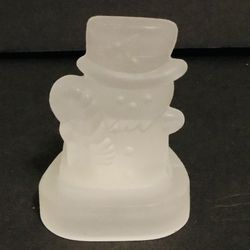 Taiwan Crystal Clear Frosted Glass Snowman Tea Light Candle Holder